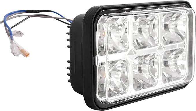 ALMULOO Golf Cart Headlight Clear LED Lens Compatible with 1996-Up EZGO ST350 & 1980-1994 EZGO Marathon/EZGO Workhorse Models Golf Cart Plastic Headlight Chrome Housing