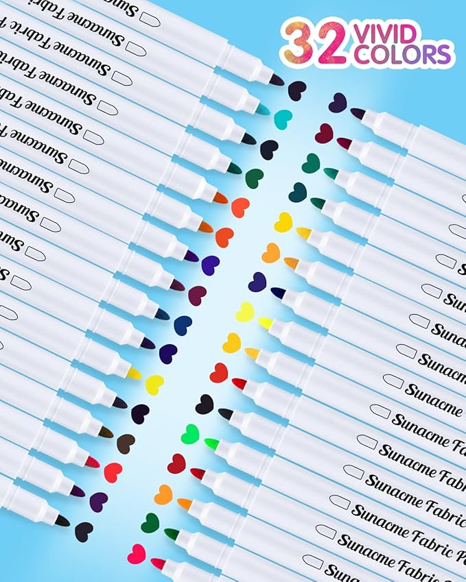 Fabric Markers Pen, 32 Colors Permanent Fabric Paint Pens - Image 2