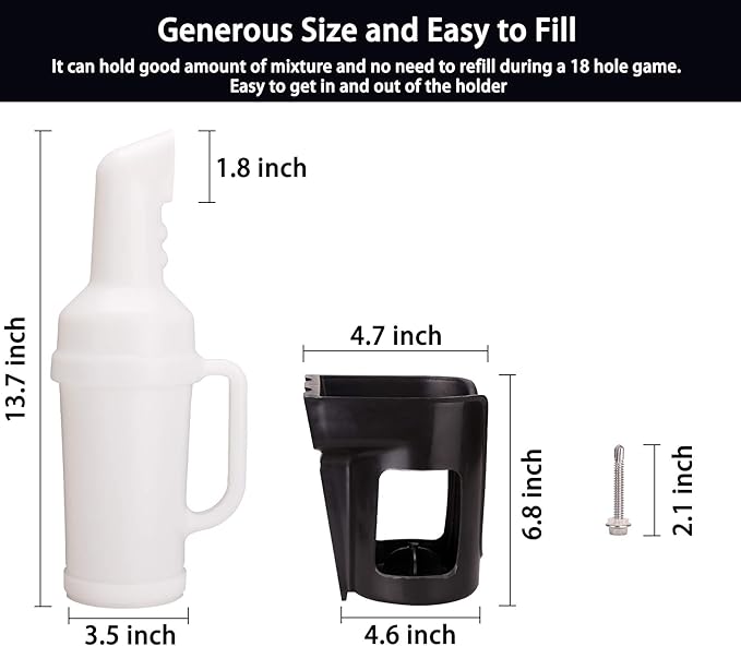 10L0L Universal Golf Cart Sand Bottle with Holder for Yamaha, EZGO, Club Car, Divot Filler Sand Seed Container Dispenser - 1 Pack