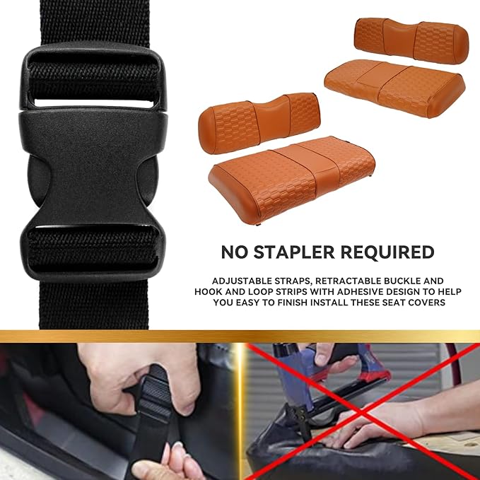 Golf Cart Seat Covers for EZGO TXT Club Car DS Gas or Electric OEM Regular Seat Cushion, No Staple, Golf Cart Vinyl Replacement Seat Cover