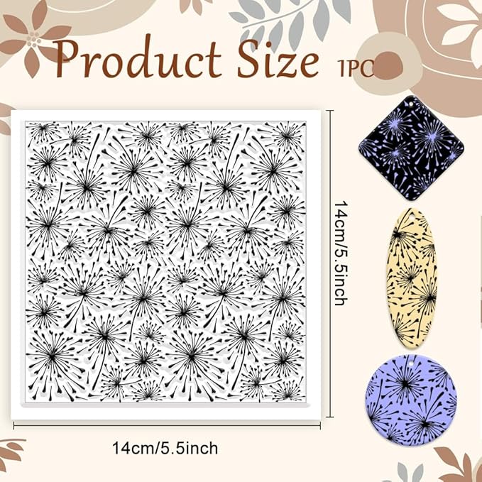 CHGCRAFT Dandelions Background Silicone Texture Stamp Polymer Clay Molds DIY - Image 2