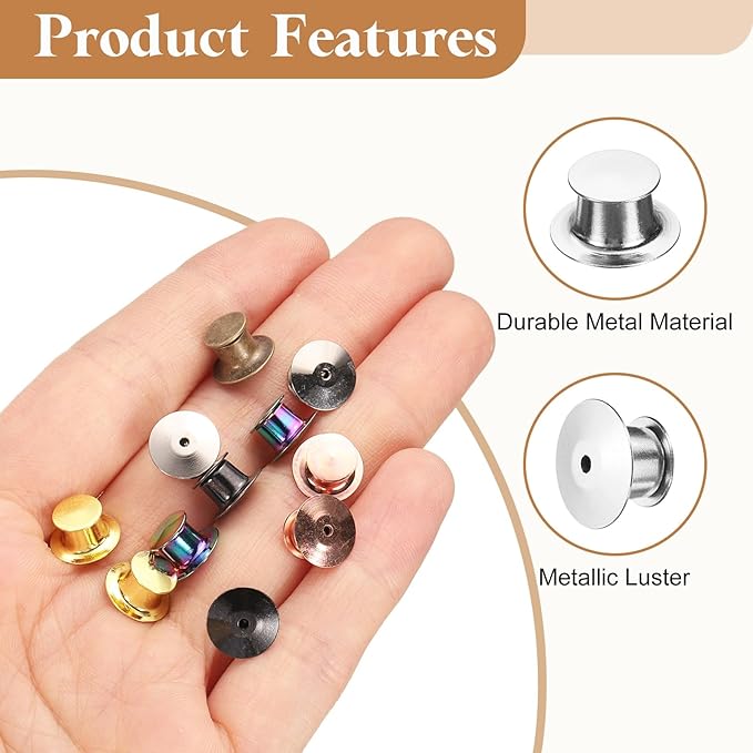 uxcell 30Pcs Metal Locking Pin Backs, Pin Keepers Locking Clasp Flat Head Clamp - Image 3