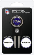 Team Golf NFL Divot Tool with 3 Golf Ball Markers Pack, Markers are Removable Magnetic Double-Sided Enamel
