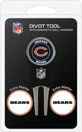 Team Golf NFL Divot Tool with 3 Golf Ball Markers Pack, Markers are Removable Magnetic Double-Sided Enamel