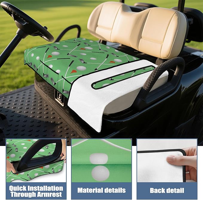 Golf Cart Seat Covers, Golf Cart Seat Towel Blanket for 2-Seat Golf Carts, Breathable Golf Cart Seat Cushions Golf Club Car Accessories 51'' x 31''