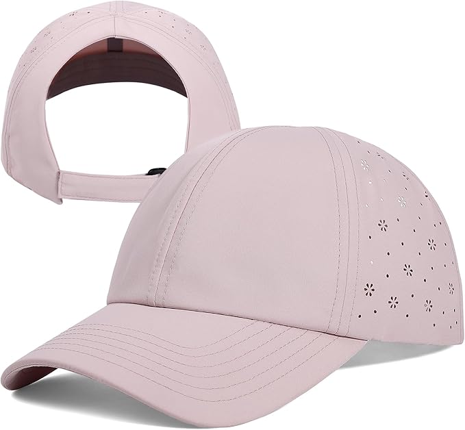 Women’s Ponytail Baseball Cap, Quick-Dry Sport Caps Hat with Breathable Daisy Perforations for Running, Tennis, Golf