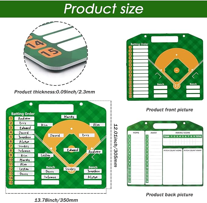Magnetic Baseball Lineup Board | Baseball Dry Erase Coaching Broad | Softball Lineup Cards Marker Boards | Baseball Clipboard for Coaches | Baseball Lineup Board for Dugout