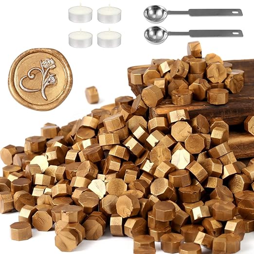 Yoption 360 Pcs Metallic Antique Gold Sealing Wax Beads Set by Yoption