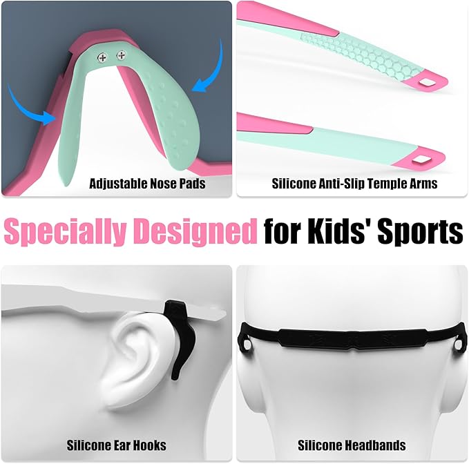 X-TIGER Kids Sunglasses Polarized Youth Baseball Sunglasses for 8-14 boys girls UV400 Sports Softball Cycling Glasses