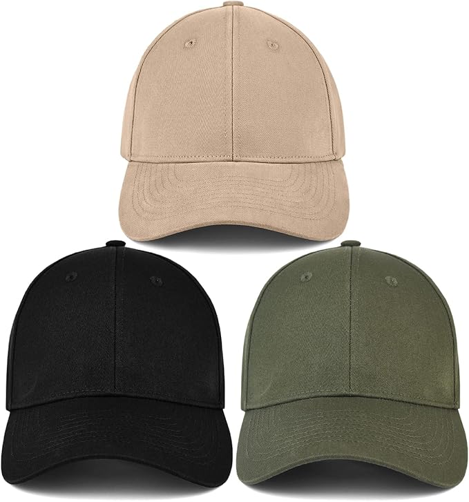 3 Pack Unisex Cotton Baseball Cap Adjustable Unconstructed Plain Sport Dad Golf Hat for Men and Women