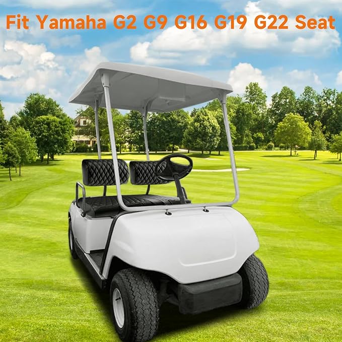Yamaha G2 G8 G9 G11 G14 G16 G19 G20 G22 Seat Covers,Front Golf Cart Black Seat Cover Enhanced/Comfortable/Breathable Vinyl Leather for Golf Cart Yamaha Separate Backrest,2 Convenient Pockets