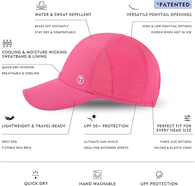 TOP-EX Cooling UV 50 High Ponytail Baseball Cap for Women - Most Women Start with S/M - Breathable for Running Golf Sports