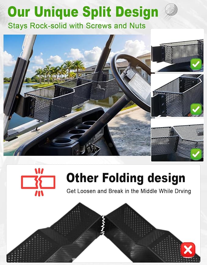 Golf Cart Front Inner Basket for EZGO TXT RVX VALOR Yamaha G29 Drive2 G16-G22 Club Car DS Tempo Modular Mesh Storage Tray Organizer for Extended Space (Yamaha G14-G22 1995-2007)