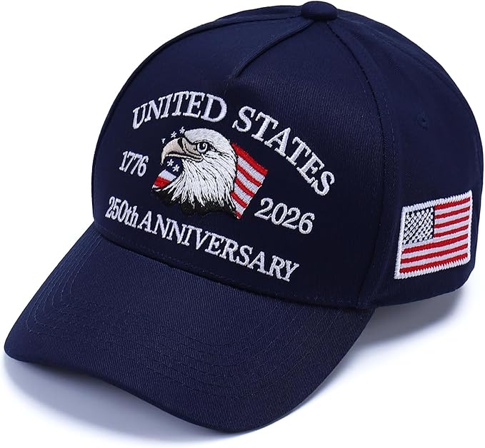 250th Anniversary Patriotic Baseball Cap (1776-2026) Embroidered USA Hat, Adjustable Unisex Bicentennial Gift