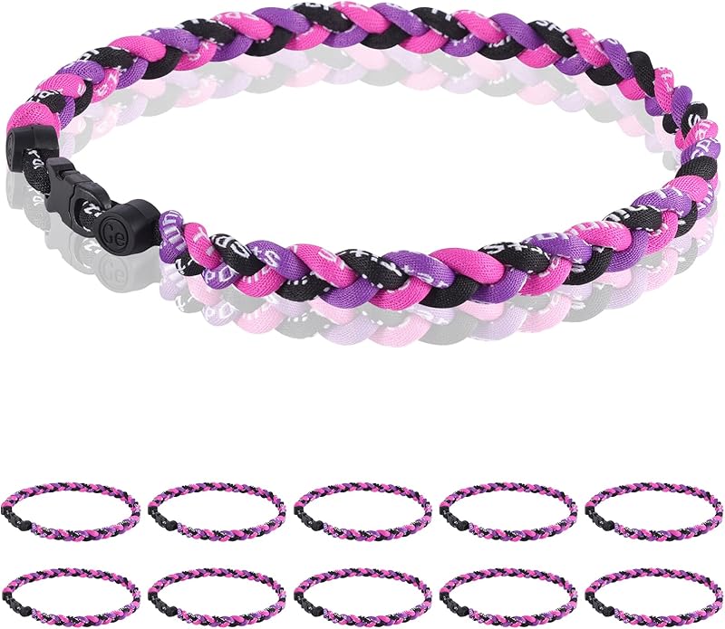 12 Pack Baseball Necklace 18inch, Team Gift for Baseball Funs, Three Braided Titanium Tornado Rope Design, with Muti - Color for Pick