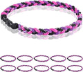 12 Pack Baseball Necklace 18inch, Team Gift for Baseball Funs, Three Braided Titanium Tornado Rope Design, with Muti - Color for Pick