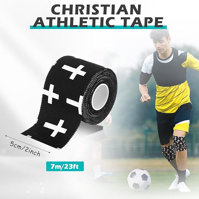 TrelaCo 1 Pcs Wrist Tape Baseball Cross Athletic 2in x 23ft Cotton Cross Wrist Tape Serrated Edges for Fingers Ankles Injury Wrap, Football Baseball Hockey Soccer (Black)