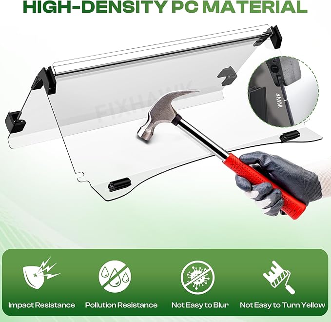 Golf Cart Windshield for Club Car Precedent,Tempo,Onward 2004-up Gas/Electric Golf Carts, Foldable PC UV Resistant Club Car Windshield（Tinted/Clear） (37.59" W x 33.96" H)