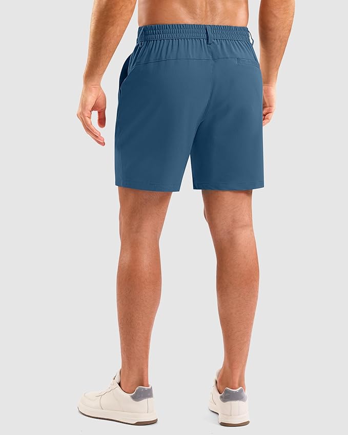 Pudolla Men's Casual Shorts 7"/9"/5" Lightweight Golf Shorts with 3 Pockets Stretch Quick Dry Comfy Work Shorts