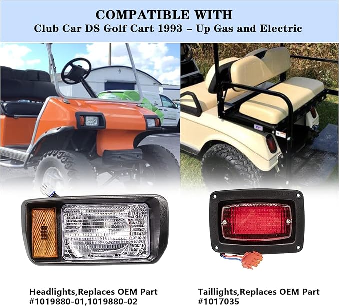 Golf Cart Club Car DS LED Light | Headlights & LED Tail Lights For Club Car DS Gas & Electric golf carts (1993 & up) 12V