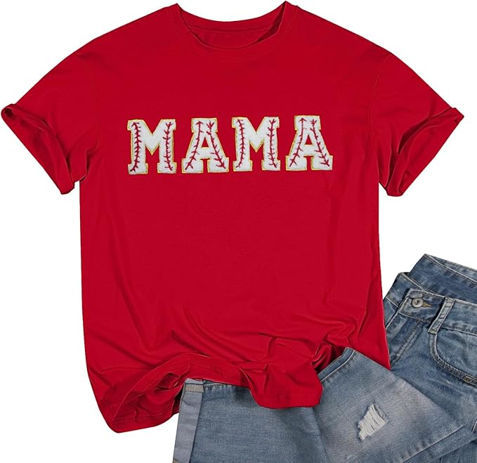 Baseball Mom Shirt Women Baseball Shirt Oversized Chenille Game Day Tops Sports Fan Gift Clothes