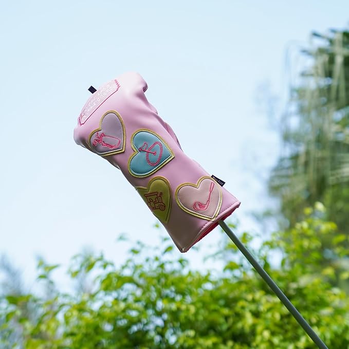 mytag Golf Head Covers Pink, No Bad Days On The Course Golf Club Covers Driver Fariway Hybrid Headcover for Women Girls
