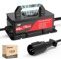 10L0L 48V Golf Cart Battery Charger for Club Car DS Precedent, 15Amp Smart Charger with 3-Pin Plug for Lead Acid Batteries, IP67 Waterproof, Auto Shut-Off