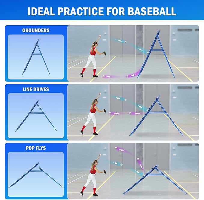 Volleyball Baseball Rebounder Net, Softball Rebounder Pitchback Net Quick Adjustments, Quick Adjustments Lacrosse Bounce Back Practice Equipment, Ideal for Outdoor Indoor and Backyard Training
