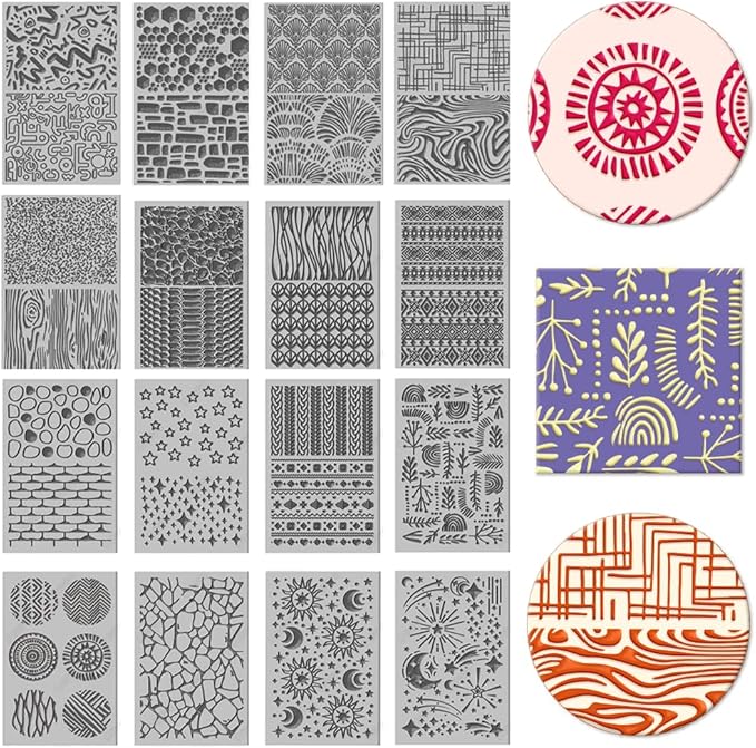CHGCRAFT 16 Sheets 16 Styles Natural Knitted Texture Polymer Clay Texture Mat by chgcraft