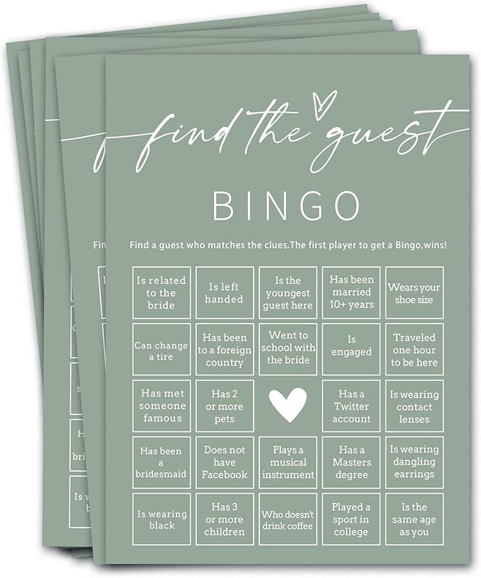 Bridal Shower Games Cards, Engagement Party Games by Wybgno