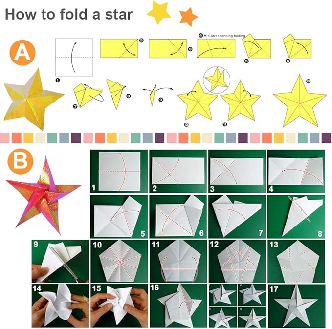 UCEC 50 Sheet Shiny Origami Paper 10 Colors Square Iridescent Origami Paper - Image 6