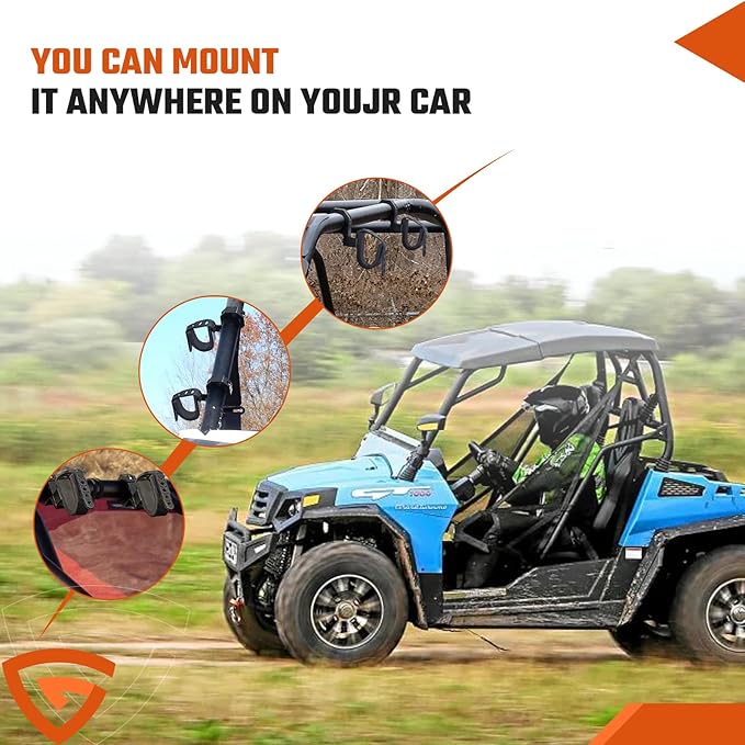 UTV Hunting Tool Holder,Roll Bar Tool Gun Rack Fits for 1", 1.5",1.75", and 2" Roll Bar UTV Rack, Gun Mount Compatible with Polaris RZR Ranger Can-Am Kawasaki Snowmobile Golf Cart