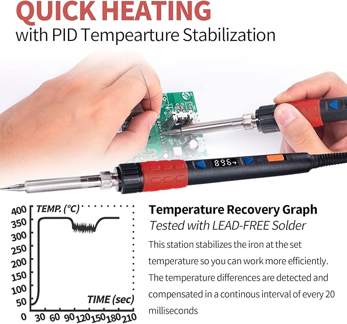 YIHUA 928D-III Soldering Iron, 110W High Power, Fully Digital Display °F /°C- - Image 3