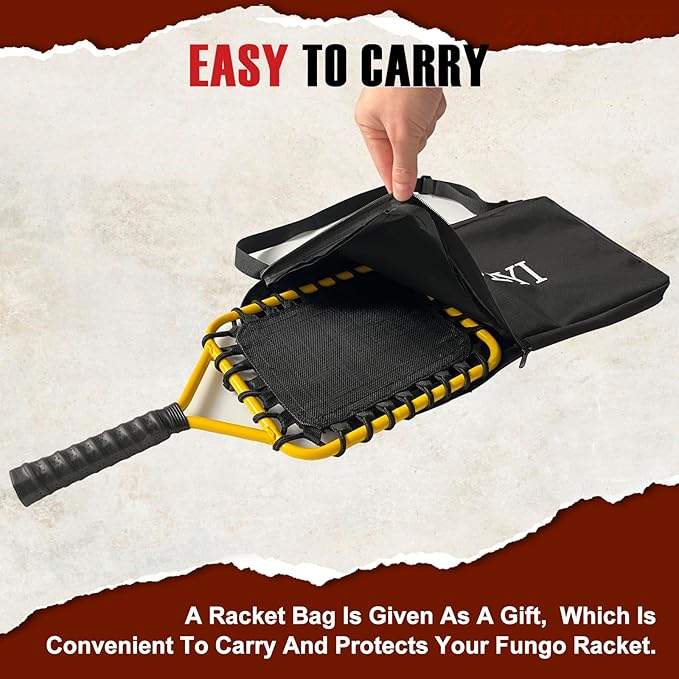 Baseball Racket for Fly Balls, Grounders, and Line Drives - Softball/Baseball Fungo Bat for Coaches and Parents to Help with Auxiliary Training - Attach a Racket Bag and Winding Tape
