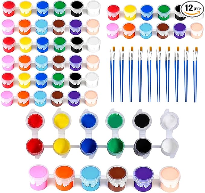 5 Packs Mini Acrylic Paint Set, 12 Colors Washable Paint Strips by OLINGYOU