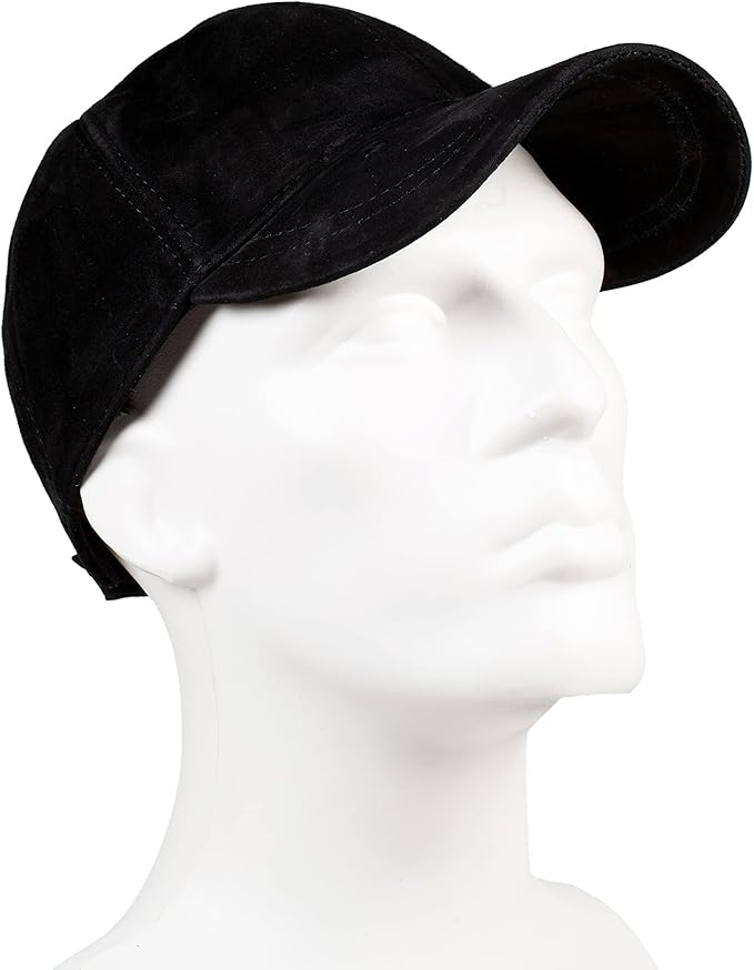Suede Leather Baseball Cap – Unstructured 6 Panel Adjustable Strapback Hat for Men & Women