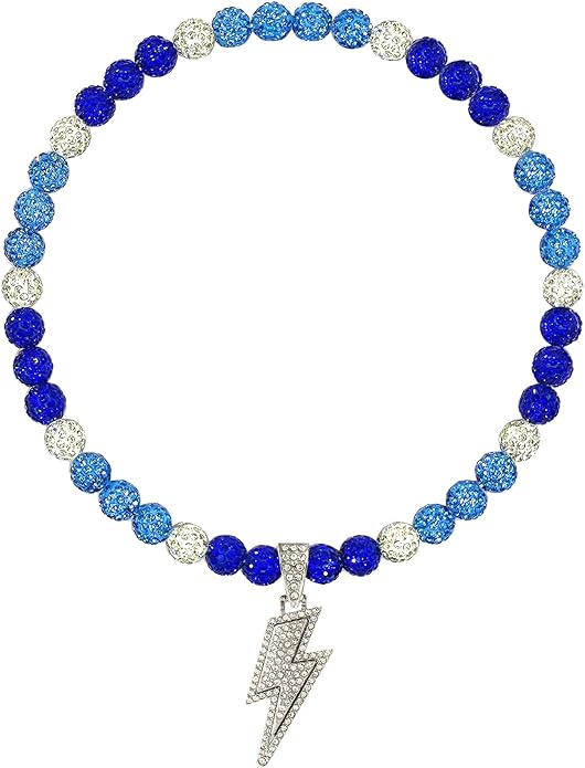 Baseball Necklace for Men 16/18/20 Inch Bling Ice Collection Lightning Bolt Pendant Necklace for Women Rhinestone Clay Beaded Discoball Accessories Gifts for Baseball Team Players Lovers