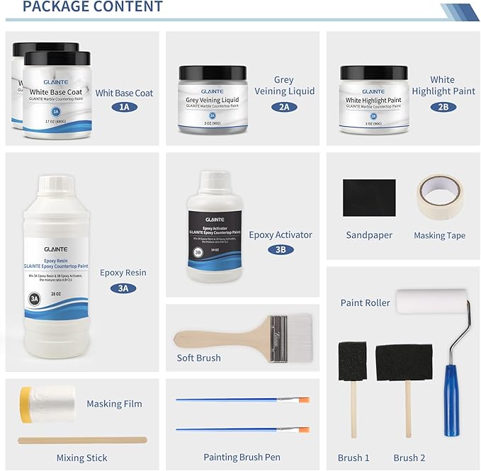 GLAINTE White Marble Countertop Paint Kit - Image 7
