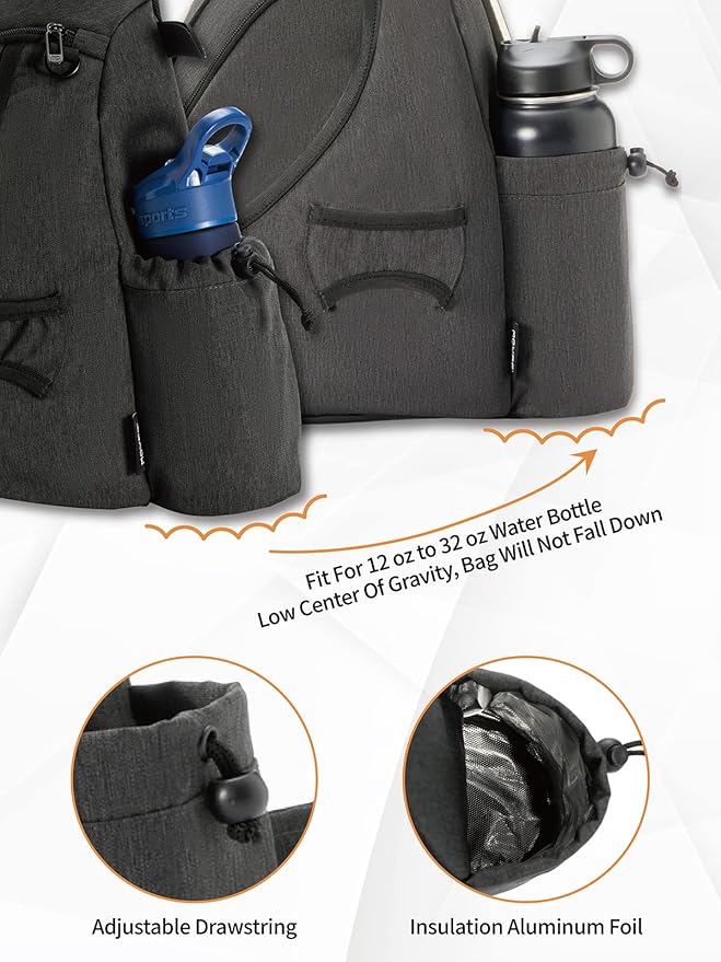 MOYAQI Disc Golf Bag with Retriever Holder and Storage Pockets, Disc Golf Backpack with 8-10 Disc Capacity, Padded Adjustable Strap and Back Panel, Lightweight and Durable