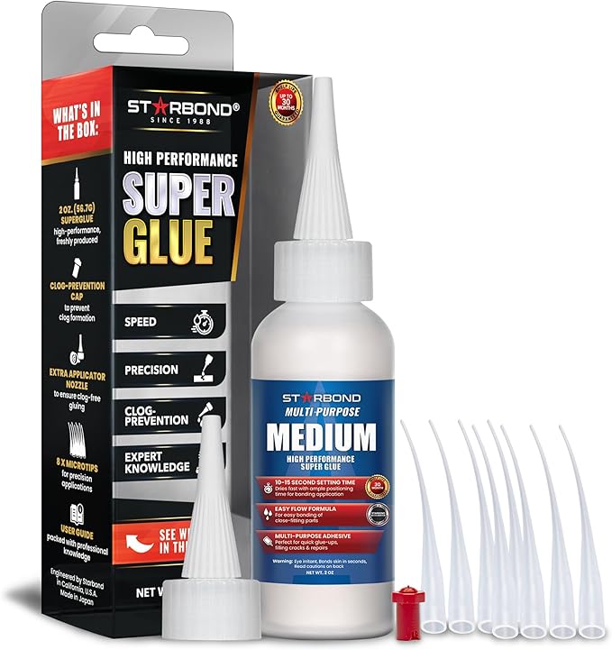 Starbond Medium Super Glue Pro Kit – Strong, Fast-Bonding CA Glue – by STARBOND