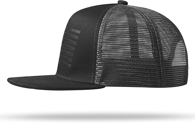 UALON Baseball Cap, Snapback Trucker Hat for Men & Women with American Flag and Adjustable, Breathable Mesh, Flat Bill Hats