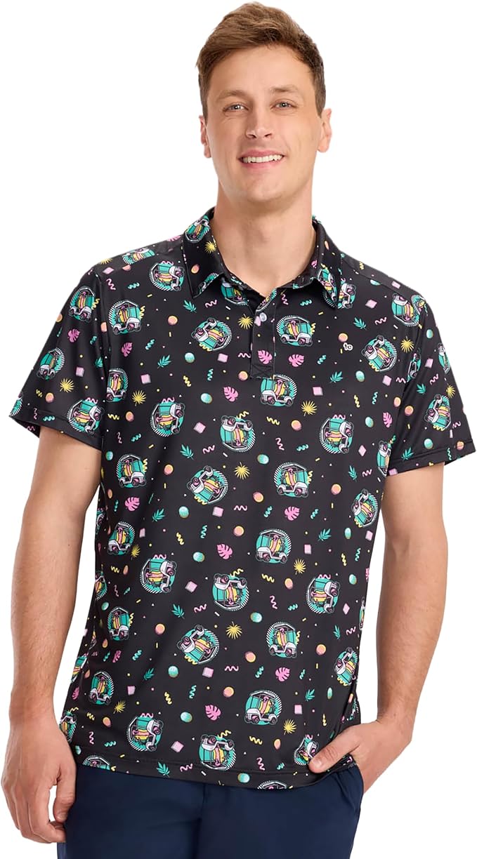 Tipsy Elves Men's Performance Golf Shirt - 4-Way Stretch, Quick Dry, Athletic Cut - Golf Polo