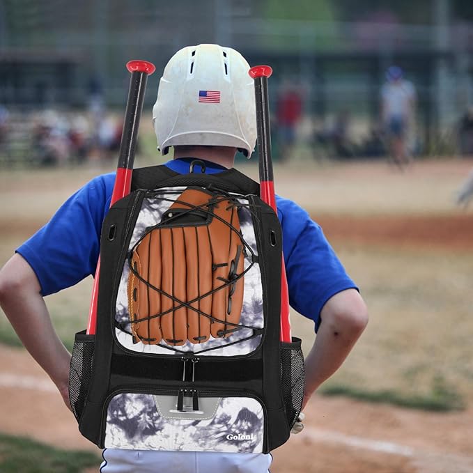 Goloni | Baseball Backpack,Baseball Bag for Adult,Softball Bat Bag with Shoes Compartment,Large Main Compartment for Helmet & accessories, Fence Hook