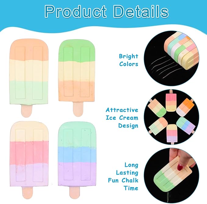 36Pcs Ice Cream Sidewalk Chalk Set Washable Sidewalk Chalks Kids Ch-alk - Image 3