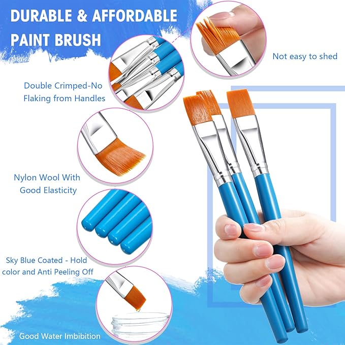Zonon 10 Pcs 3/4 Inch Flat Paint Brushes Acrylic Painting Craft Accessories - Image 3