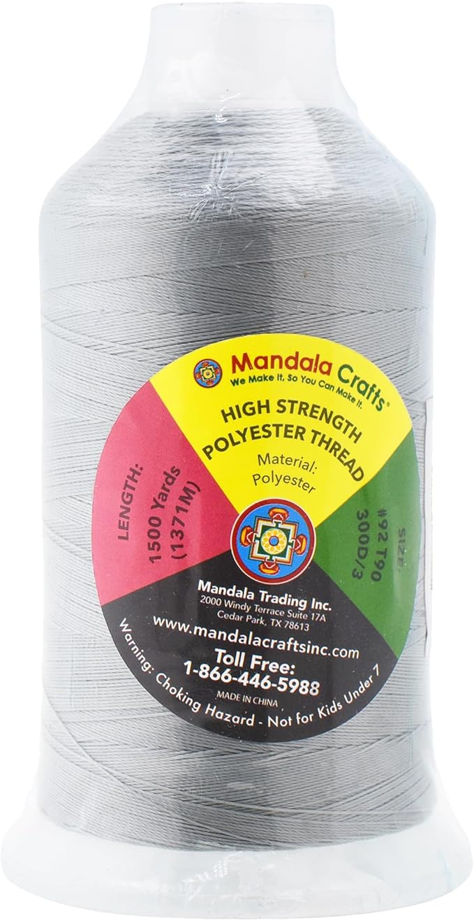 Mandala Crafts Silver Heavy Duty Thread -1500 Yds Tex 90 Thread - Image 3