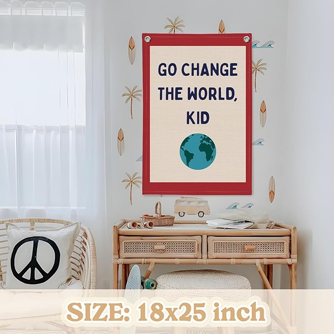 Classroom Decor, Motivational Wall Decor, Go Change the World Kid Linen Canvas - Image 2
