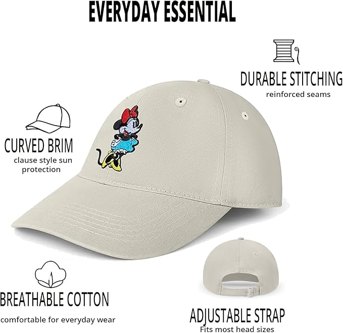 Disney Adult Baseball Cap, Minnie Mouse Adjustable Dad Hat