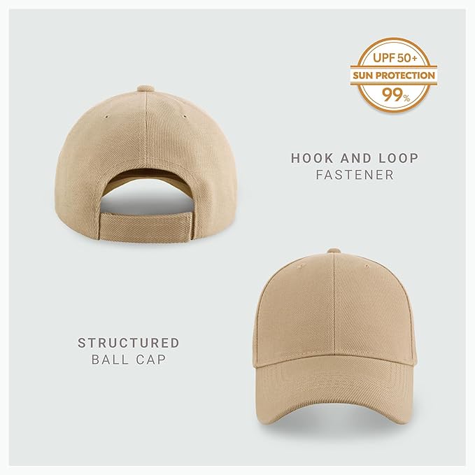 2-Pack Classic Structured Baseball Cap Adjustable Snapback Multipack Ball Caps for Custom Embroidery Running Workouts Outdoor
