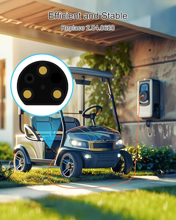 Charging Power Cord Assembly Fits for Evolution EV ICON EV Models Replaces 2.04.0620, 120V Golf Cart Charger Power Cord